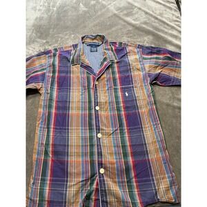 Polo Ralph Lauren Mens Plaid Pajama Shirt Sleepwear Top Button Up M